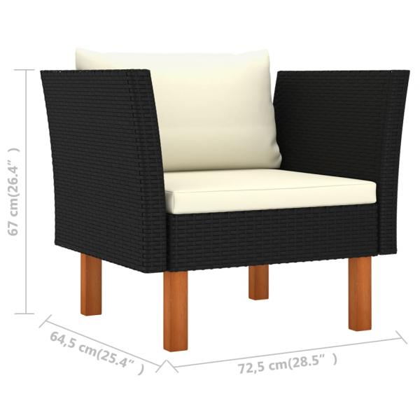 8-tlg. Garten-Lounge-Set Poly Rattan Eukalyptusholz Schwarz