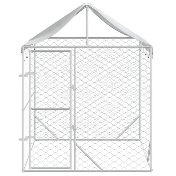 Outdoor-Hundezwinger mit Dach Silber 2x2x2,5 m Verzinkter Stahl