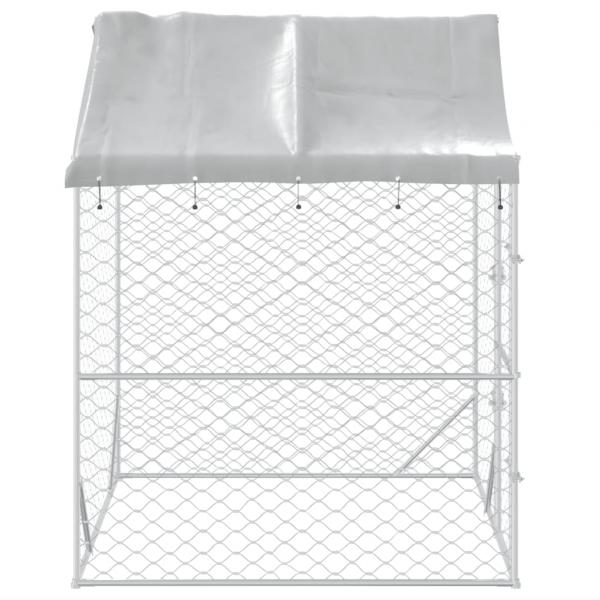 Outdoor-Hundezwinger mit Dach Silber 2x2x2,5 m Verzinkter Stahl