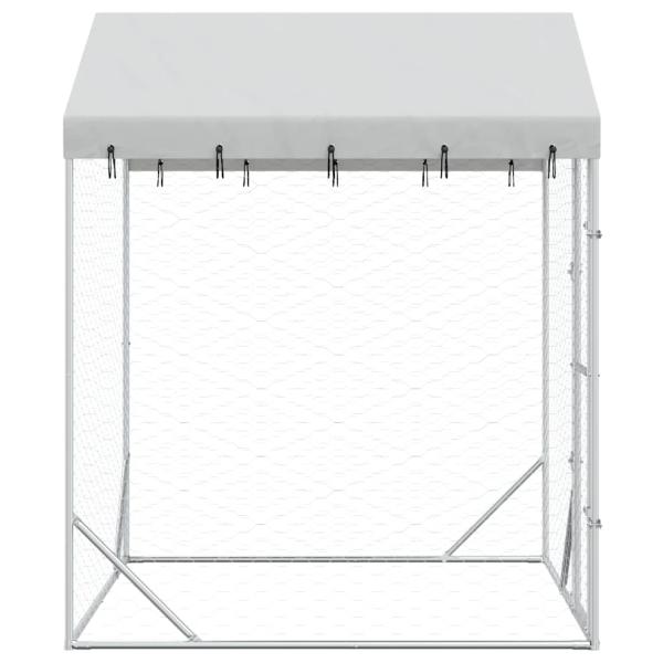 Outdoor-Hundezwinger mit Dach Silber 2x2x2,5 m Verzinkter Stahl