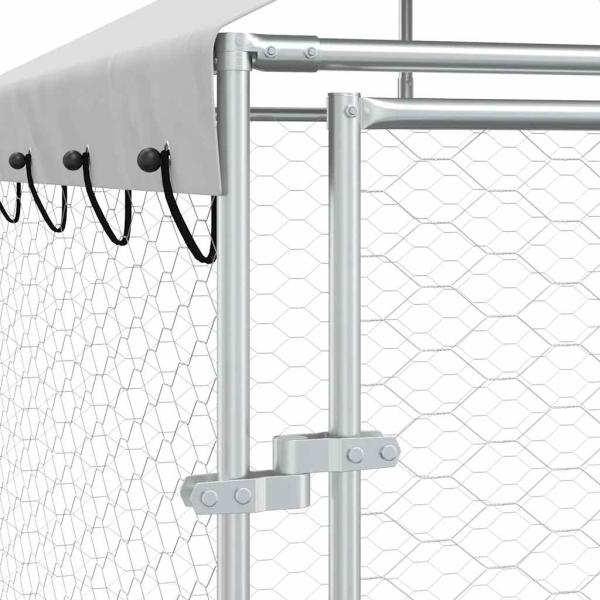 Outdoor-Hundezwinger mit Dach Silber 2x2x2,5 m Verzinkter Stahl