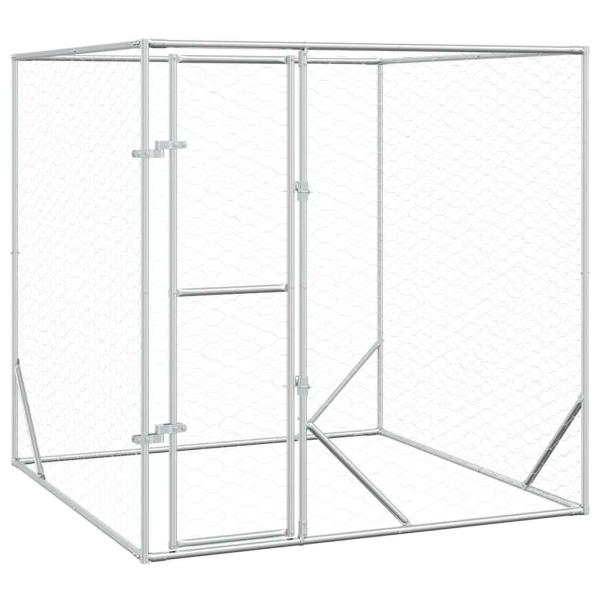 Outdoor-Hundezwinger Silbern 2x2x2 m Verzinkter Stahl