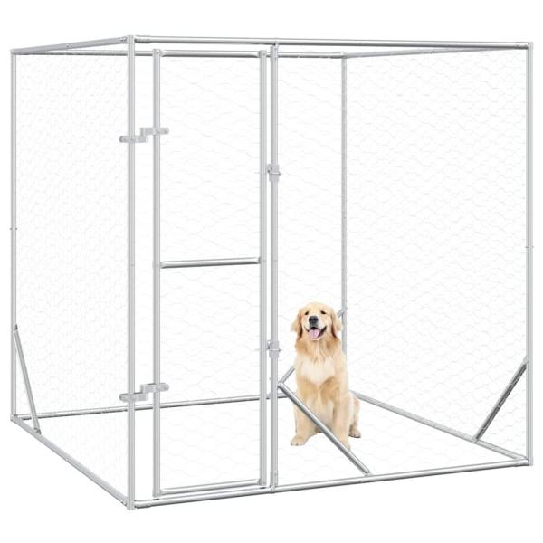 Outdoor-Hundezwinger Silbern 2x2x2 m Verzinkter Stahl