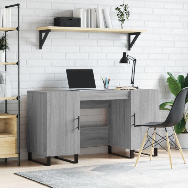 ARDEBO.de - Schreibtisch Grau Sonoma 140x50x75 cm Holzwerkstoff