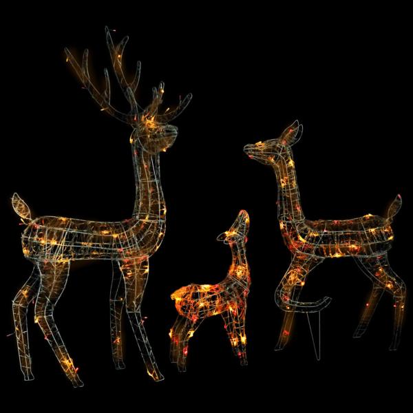 LED-Rentier-Familie Weihnachtsdeko Acryl 300 LED Bunt