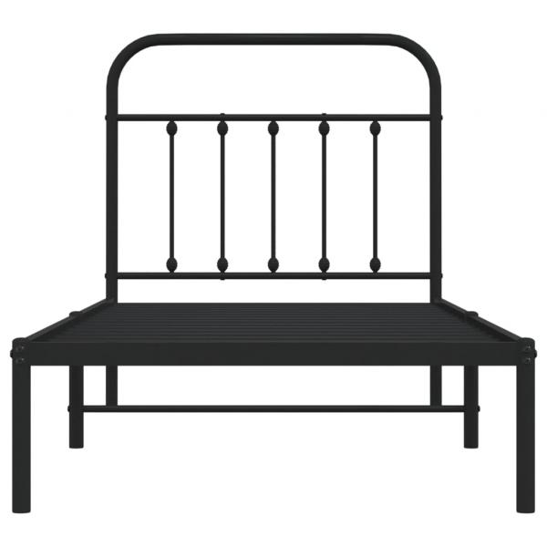 Bettgestell mit Kopfteil Metall Schwarz 90x190 cm