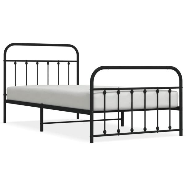ARDEBO.de - Bettgestell mit Kopf- und Fußteil Metall Schwarz 107x203 cm