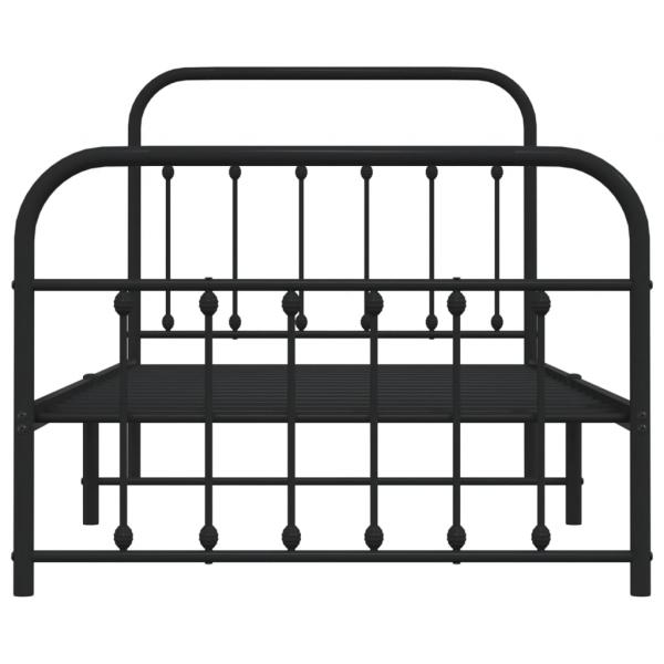 Bettgestell mit Kopf- und Fußteil Metall Schwarz 100x190 cm