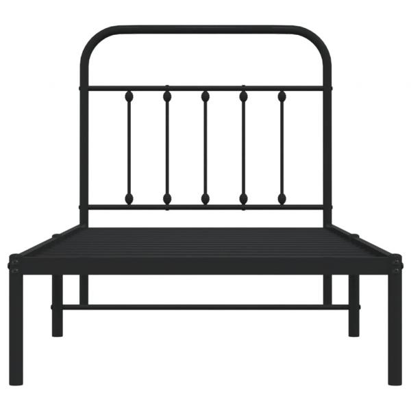Bettgestell mit Kopfteil Metall Schwarz 90x200 cm