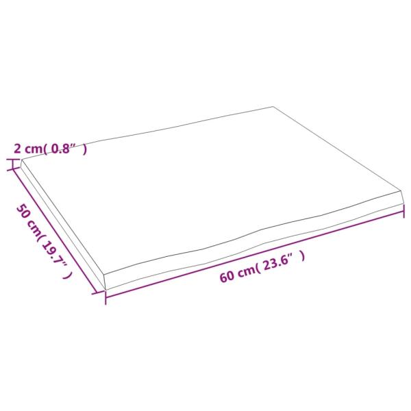 ARDEBO.de - Tischplatte 60x50x2 cm Massivholz Eiche Behandelt Baumkante
