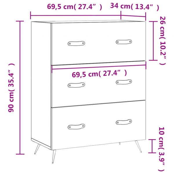Kommode Weiß 69,5x34x90 cm Holzwerkstoff