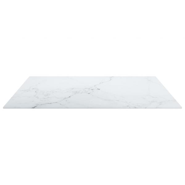 Tischplatte Weiß 70x70 cm 6 mm Hartglas in Marmoroptik