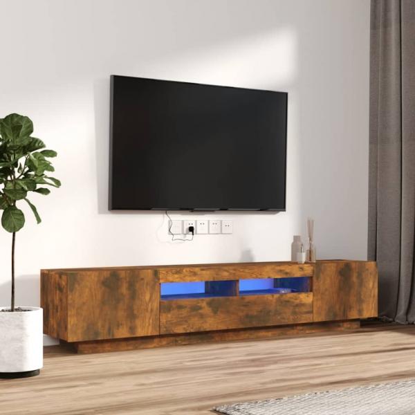 ARDEBO.de - 2-tlg. TV-Schrank-Set LED-Leuchten Räuchereiche Holzwerkstoff