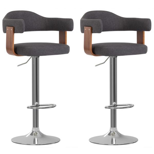 ARDEBO.de - 2 Stk. Barhocker Bugholz und Stoff Dunkelgrau