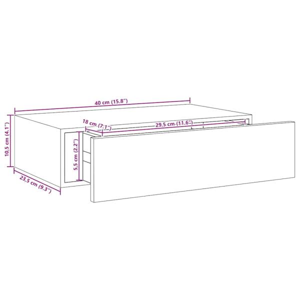 Wandregale mit Schubladen 2 Stk. Grau 40x23,5x10 cm MDF