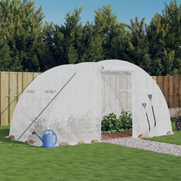 ARDEBO.de - Gewächshaus mit Stahlrahmen Weiß 8 m² 4x2x2 m