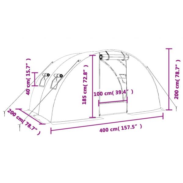 Gewächshaus mit Stahlrahmen Weiß 8 m² 4x2x2 m