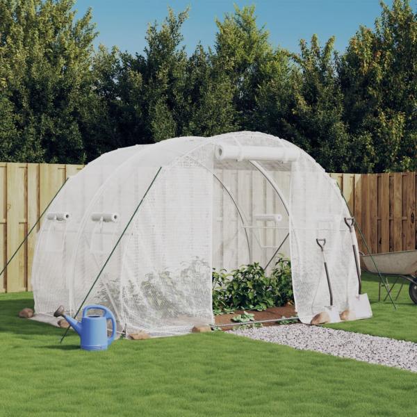 ARDEBO.de - Gewächshaus mit Stahlrahmen Weiß 6 m² 3x2x2 m