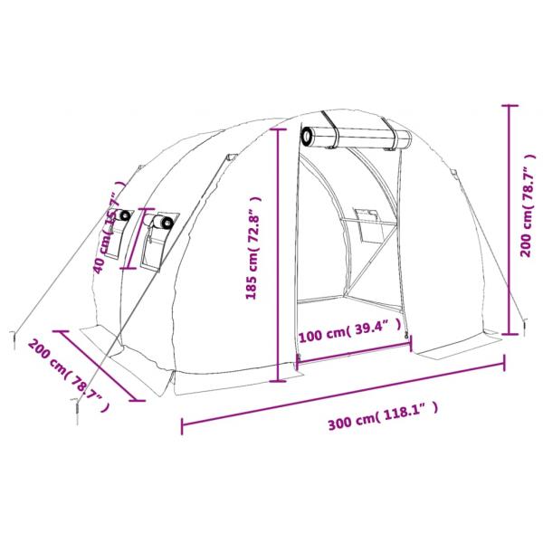 Gewächshaus mit Stahlrahmen Weiß 6 m² 3x2x2 m