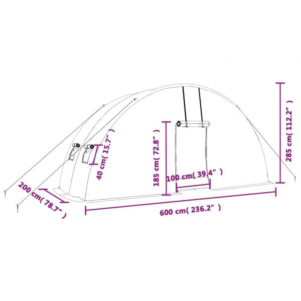 Gewächshaus mit Stahlrahmen Weiß 12 m² 6x2x2,85 m