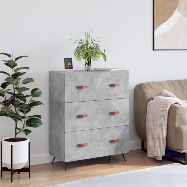 ARDEBO.de - Kommode Betongrau 69,5x34x90 cm Holzwerkstoff