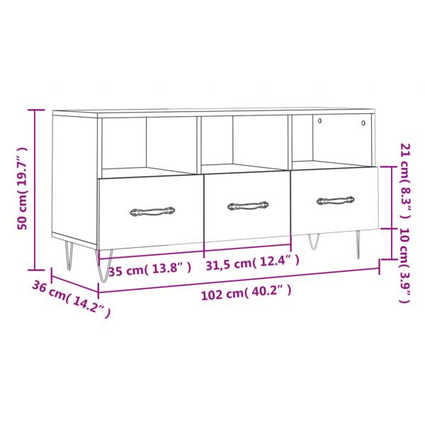 TV-Schrank Braun Eichen-Optik 102x36x50 cm Holzwerkstoff
