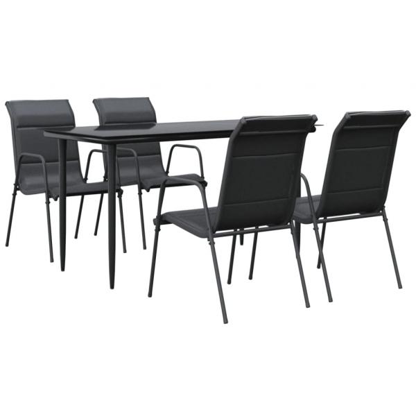 5-tlg. Garten-Essgruppe Schwarz Stahl und Textilene