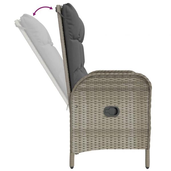 4-tlg. Garten-Essgruppe mit Kissen Grau Poly Rattan
