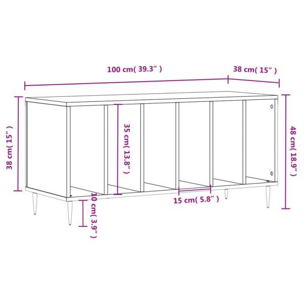 Plattenschrank Schwarz 100x38x48 cm Holzwerkstoff
