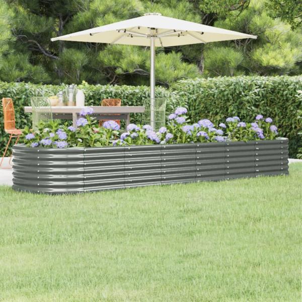ARDEBO.de - Hochbeet Pulverbeschichteter Stahl 296x80x36 cm Grau