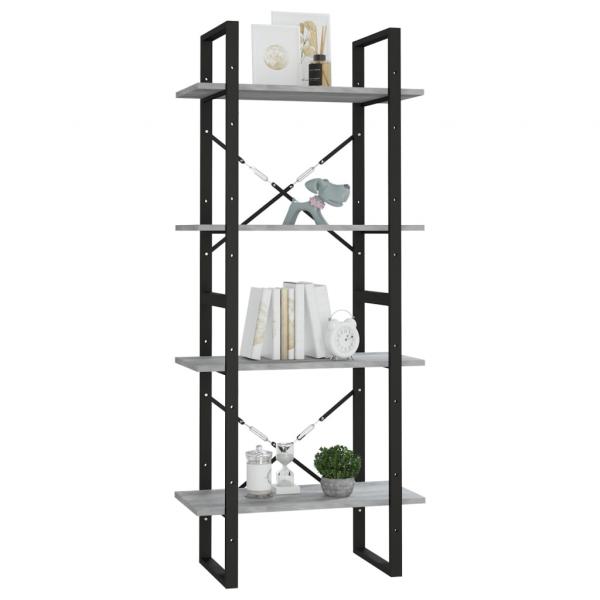 Bücherregal 4 Fächer Grau Sonoma 60x30x140 cm Holzwerkstoff