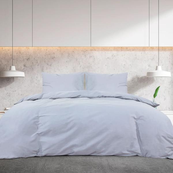 Bettwäsche-Set Grau 220x240 cm Baumwolle