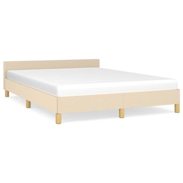 Bettgestell mit Kopfteil Creme 140x190 cm Stoff