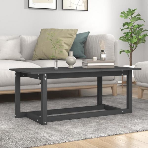 ARDEBO.de - Couchtisch Grau 110x55x45 cm Massivholz Kiefer