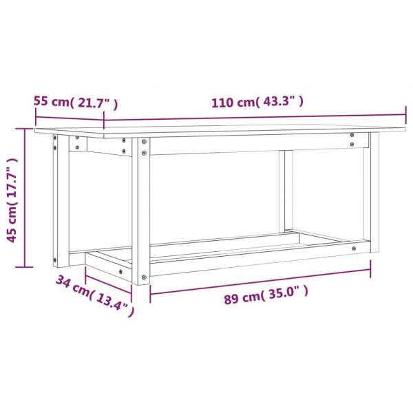 Couchtisch Grau 110x55x45 cm Massivholz Kiefer