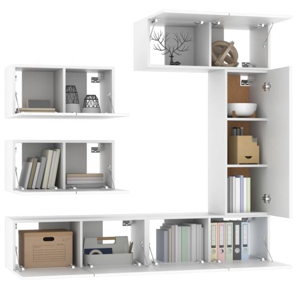 6-tlg. TV-Schrank-Set Weiß Holzwerkstoff
