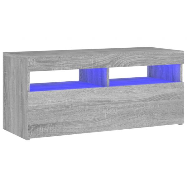 TV-Schrank mit LED-Leuchten Grau Sonoma 90x35x40 cm