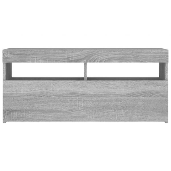 TV-Schrank mit LED-Leuchten Grau Sonoma 90x35x40 cm