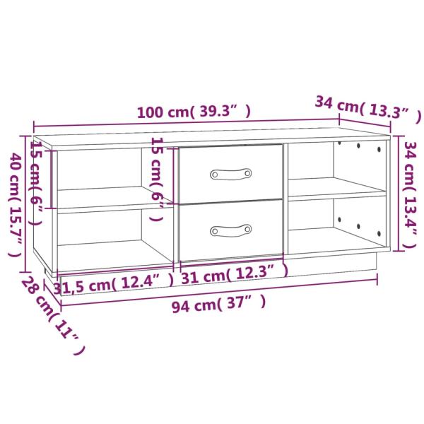 ARDEBO.de - TV-Schrank 100x34x40 cm Massivholz Kiefer