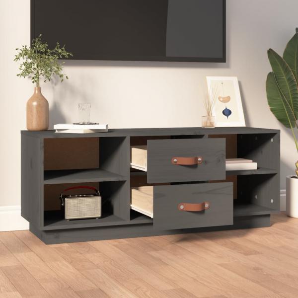 TV-Schrank Grau 100x34x40 cm Massivholz Kiefer