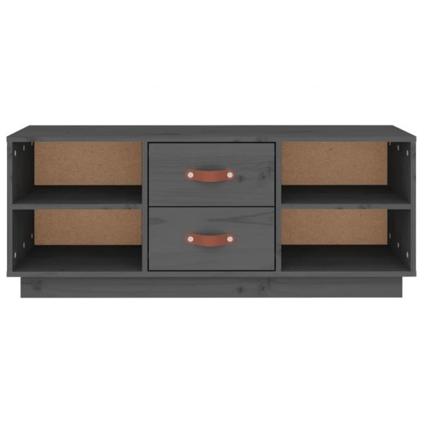 TV-Schrank Grau 100x34x40 cm Massivholz Kiefer