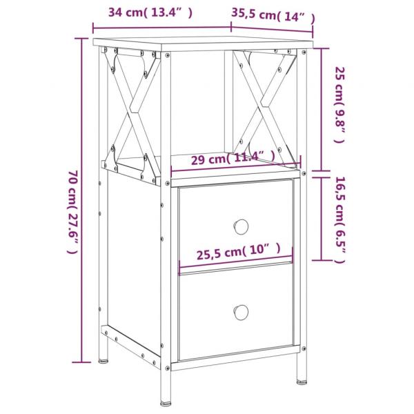 Nachttische 2 Stk. Grau Sonoma 34x35,5x70 cm Holzwerkstoff