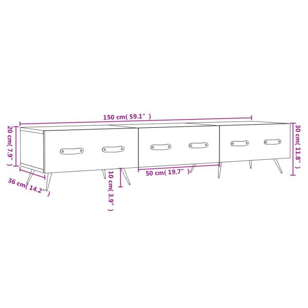 TV-Schrank Schwarz 150x36x30 cm Holzwerkstoff