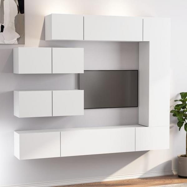 ARDEBO.de - 7-tlg. TV-Schrank-Set Weiß Holzwerkstoff