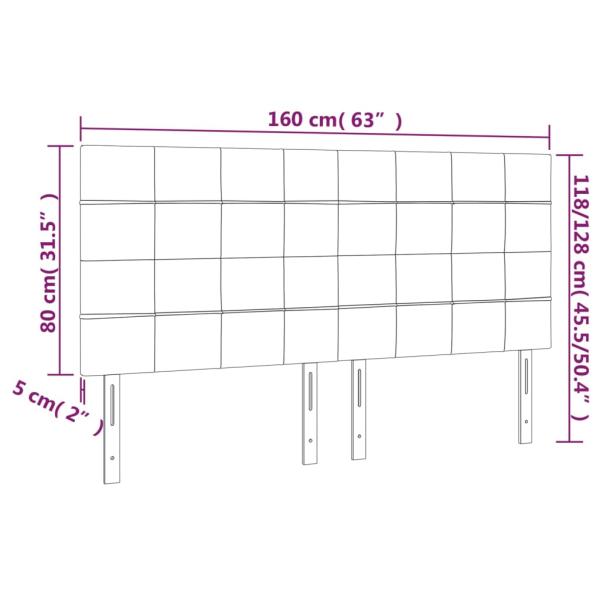Kopfteile 4 Stk. Dunkelgrau 80x5x78/88 cm Stoff