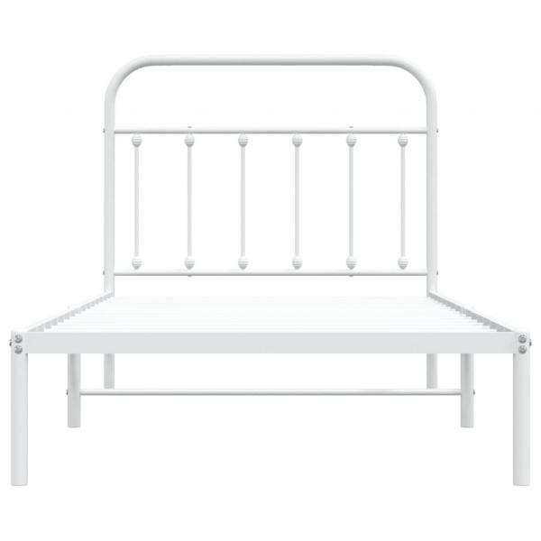 Bettgestell mit Kopfteil Metall Weiß 100x190 cm