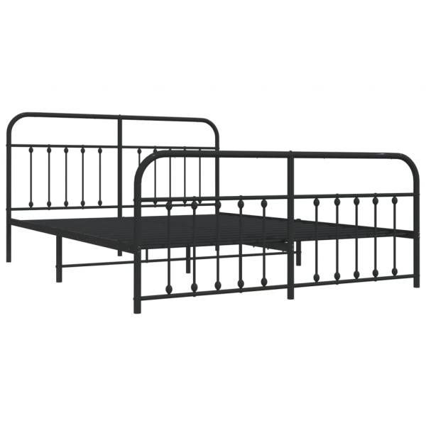 Bettgestell mit Kopf- und Fußteil Metall Schwarz 180x200 cm