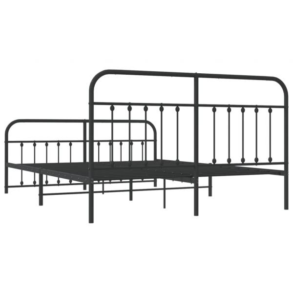 Bettgestell mit Kopf- und Fußteil Metall Schwarz 180x200 cm