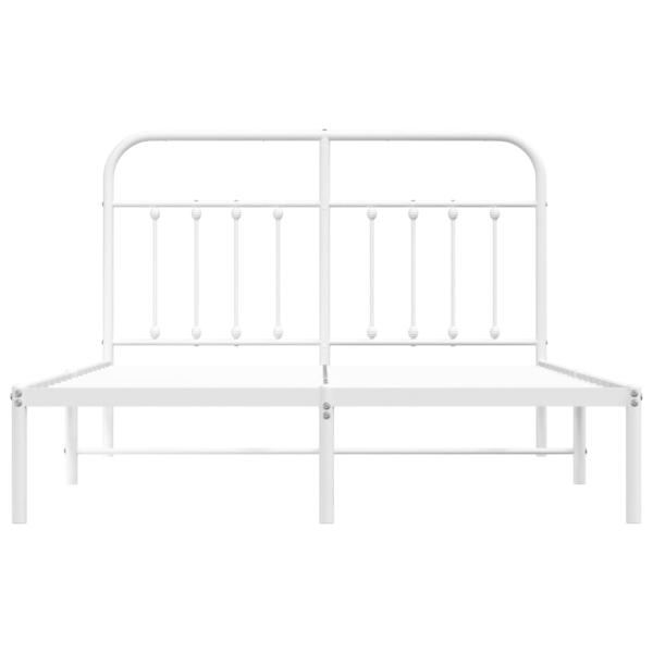 ARDEBO.de - Bettgestell mit Kopfteil Metall Weiß 150x200 cm