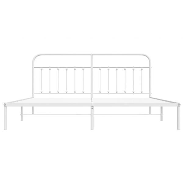 Bettgestell mit Kopfteil Metall Weiß 200x200 cm
